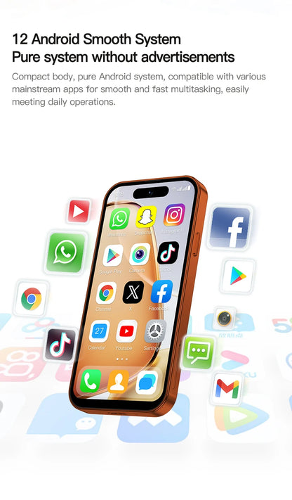 SERVO 4G LTE Mini Smart Mobile Phone Android12.0 OS 2GB+16GB WhatsAPP Play Store WiFi Dual SIM Standby 4.0inch Pocket Smartphone