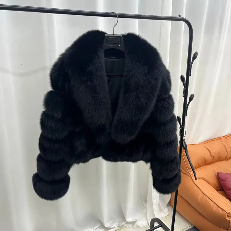 ZADORIN Luxury Big Collar Spliced Cropped Faux Fur Coat Woman Clothing Thicken Furry Faux Fur Jacket Winter Fur Coats Top Mujer