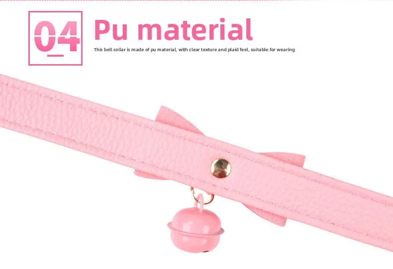 6 Colors Sexy PU Leather Bowknot Necklace Collar With Bell Bdsm Cosplay Slave For Women Bondage Gothic Choker Exotic Accessories