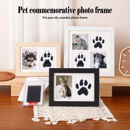 5 Inch Solid Wood Picture Frame Inkless Ink Pad Kit Baby Hand Foot Print Pet Paw Imprint Frame Keepsake Decor Indoor Display