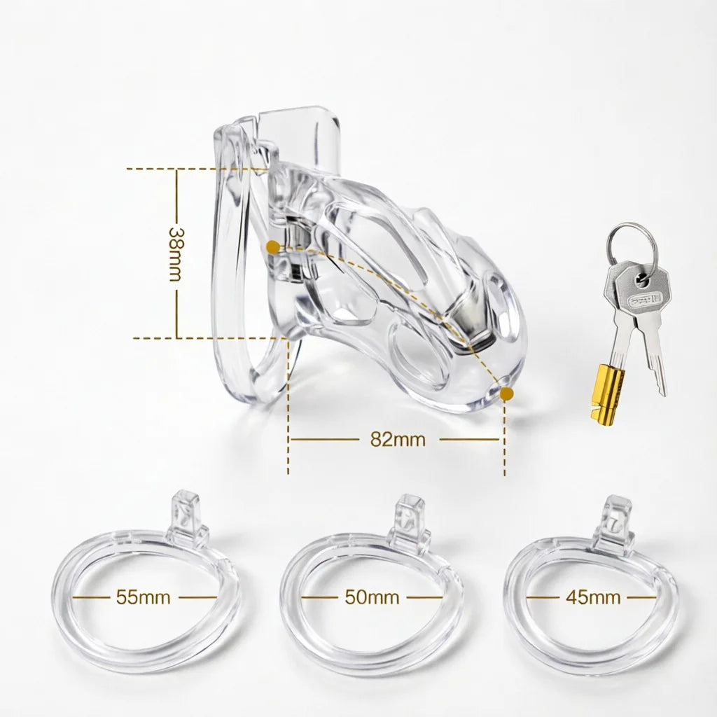 New Sissy Simulation Vagina Chastity Cock Cage Sex Toy with 4 Size Cock Ring Bdsm Penis Urethral Lock Adult Toy for Men
