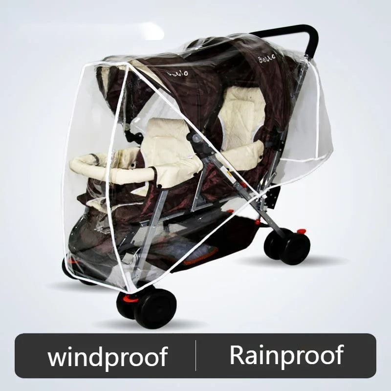 Universal Type Breathable Baby Pushchs Rain Cover For Twins Transparent Environmentally PVC Stroller Raincoat Wind Dust Shield