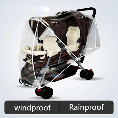 Universal Type Breathable Baby Pushchs Rain Cover For Twins Transparent Environmentally PVC Stroller Raincoat Wind Dust Shield