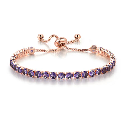 Adjustable Colorful Birthstone Tennis Bracelets for Women 4MM Crystal Bangle Female Hand Chain Trend Jewelry Accessories H133