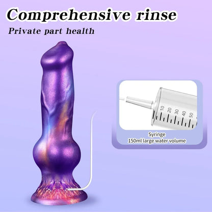 Realistic Dog Dildo With Squirting Enema Soft Silicone Suction Cup Water Syringe For Anal Play Vaginal Cleaning Adult Sex Toys