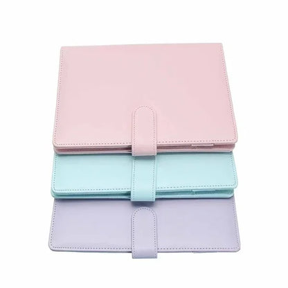 Solid Color Leather Folder Desktop Information Card Storage Notebook Folder Notepad Cover Leather Binder Study Office Supply