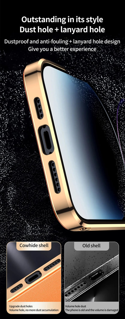 LANGSIDI Luxury Ultra Thin Shockproof Leather Case For iPhone 17 16 Pro Max 15 Plus 14 13 12 11 Air Lens Protective Cover