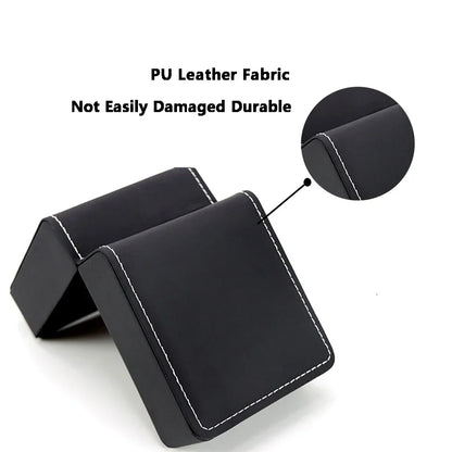 Black Single Watch Gift Box with Pillow PU Leather Wristwatch Display Case Organizer for Men Clamshell PU leather watch case