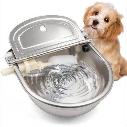 Stainless Steel Cow Water Bowls Automatic Drinking Bowls with Float Bowl Water Outlet for Dog Cattle Sheep Drinker Farm Supplies