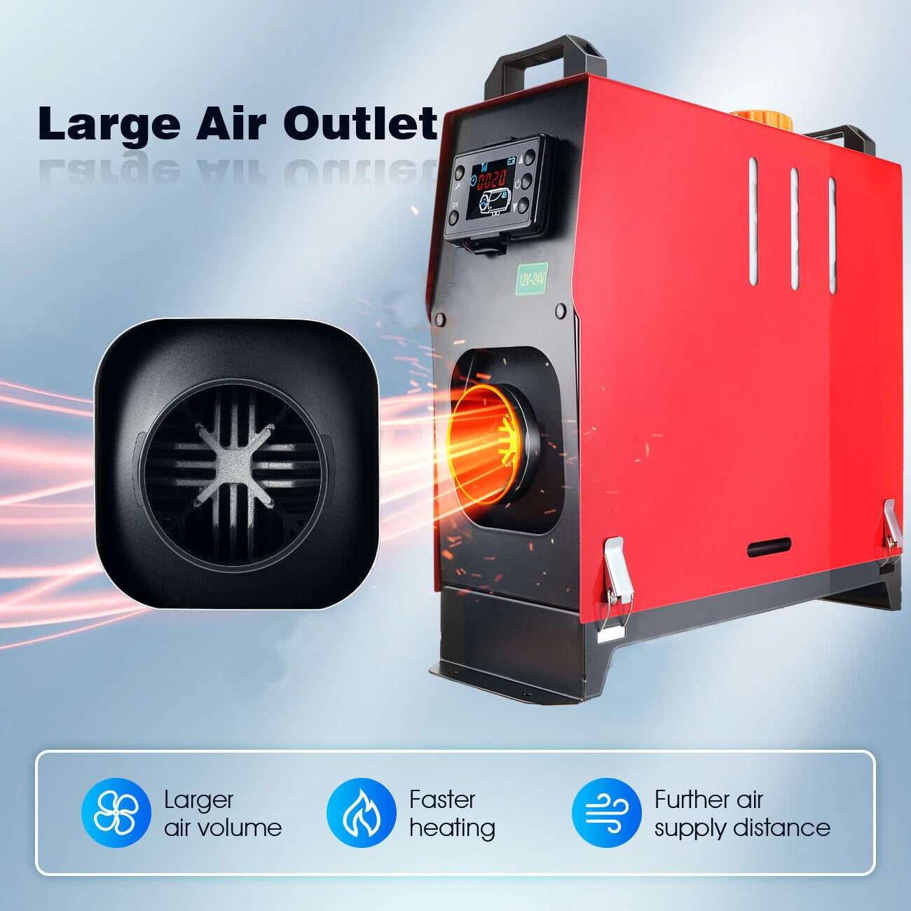 Diesel Heater 5-8KW 12V-24V All in One Car Diesel Air Heater Muffler Remote Control Fast Heating Defrost Defog for Campers Truck