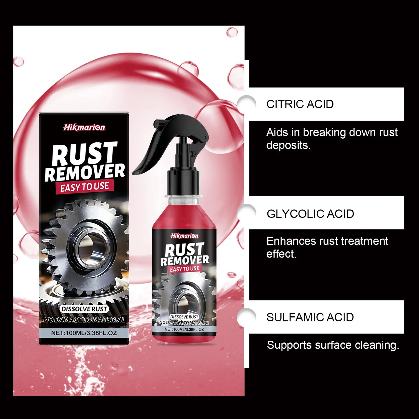 Multi Purpose Rust Converter Spray Lubricant and Degreaser for Rims Chains Metal Surfaces Cleaner Vehicle Supplies