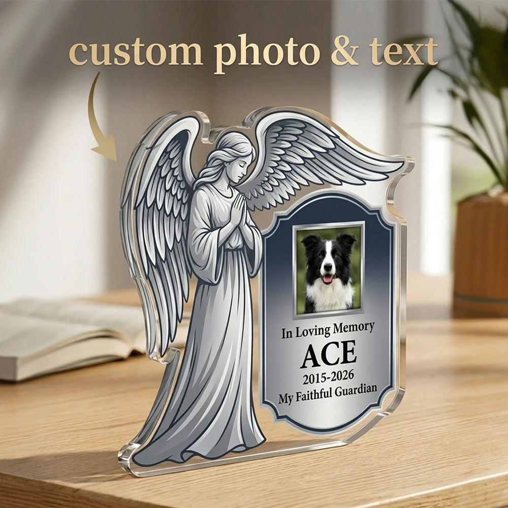 Custom Text Photo Pet Commemorative Angel Plaque,Acrylic,Pet Grief Remembrance Gift,Keepsake Ornament,Remembrance Anniversary