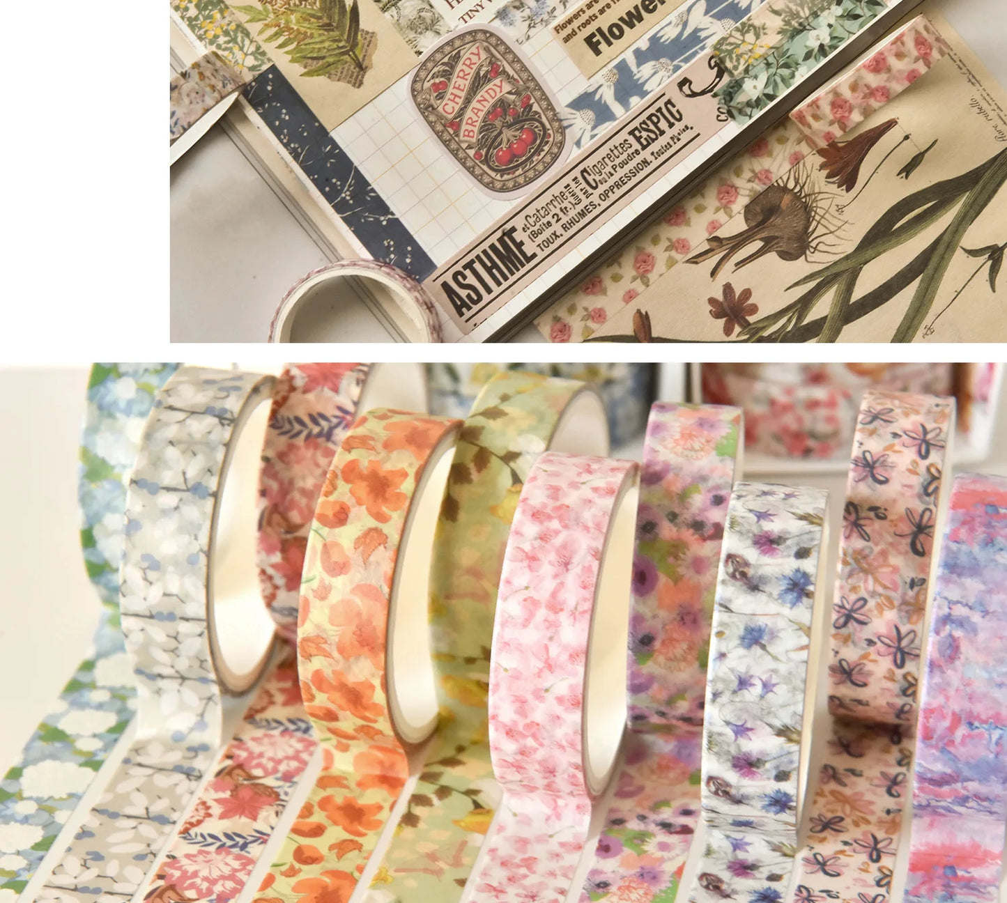 5 Rolls/set Aesthetics Floral Decorative Adhesive Tape Flower Washi Tape DIY Scrapbooking Material Sticker Label Stationery