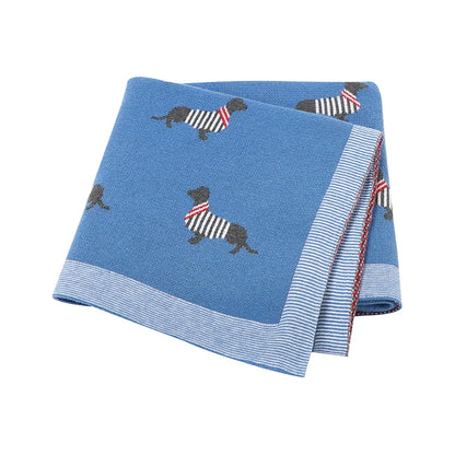 Baby Blanket Cotton Knit Super Soft Newborn Girl Boy Bed Plaid Crib Quilt Cute Dachshund Infant Stroller Covers Swaddle 100*80CM