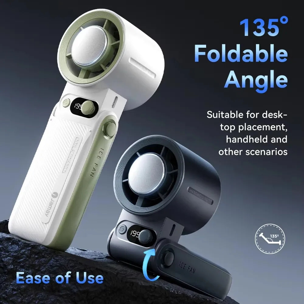 Portable Handheld Fan Strong Wind 199 Gear Wind Speed LED Digital Display Adjustable Outdoor 3-in-1 Handheld Fan 8000mAh F5PRO