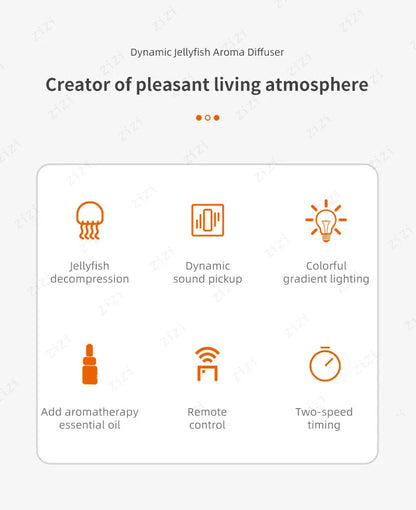 Dynamic Rainbow Jellyfish Essential Oil Fragrance Machine 250ml Essential Oil Diffuser Ultrasonic Porous Atomization Humidifier