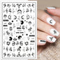 Black and White Love Flowers Line Art 3D Stickers Nail Decals Nail Art Accessories Butterfly Rose Nail Stickers Nail Sliders