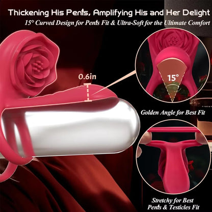 Rose Cock Ring Vibrator G Spot Nipple Clitoral Stimulator Male Penisring Delay Ejaculation Sex Toys for Couple 18+