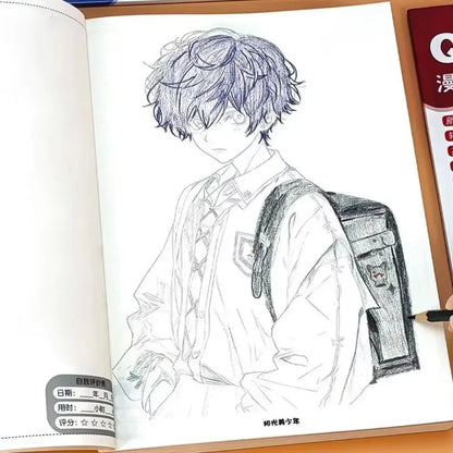 Anime Character Animal Line Art Drawing Book for Beginners 46 Pages Simple Hand-Drawn Outlines for Tracing & Practice Painting