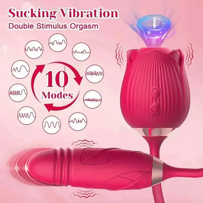3in1 Thrusting Anal Vibrator Female Rose Sucking Clitoris Stimulator Dildo Licking Vagin Massager Masturbator Sex Toys for Women