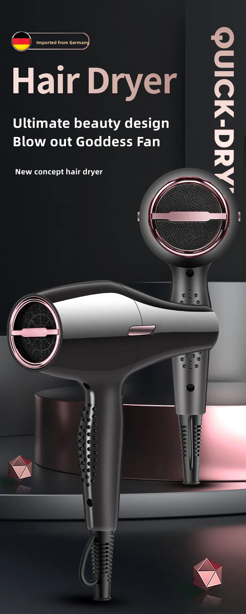 2300W Hair Salon Hair Dryer High Power Strong Wind Speed Dry Blue Light Ion Silent Home Hairdresser Special New Product