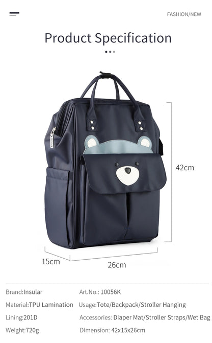 Waterproof Mummy Diaper Backpack Cartoon Design Mother Maternity Nappy Travel Bag Large Capacity Baby Care Nursing Stroller Bags