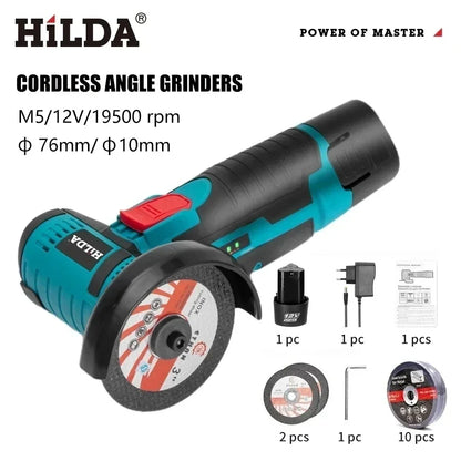 HILDA 12V/3 Inch Lithium Electric Angle Grinder Mini Small Household Handheld Cutting Machine Polishing Machine