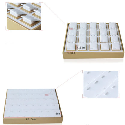 Luxury Gold White PU Leather Necklace Ring Earring Holder Jewelry Tray Series Jewelry Disply Jewellery Organizer Box