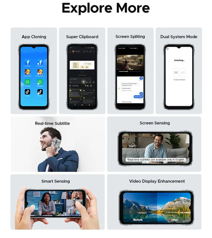 DOOGEE Blade10 Ultra Energy Rugged Phone Gemini AI 10.7mm Ultra-thin 6150mAh Battery Android 15 Widevine L1 Smartphone NFC
