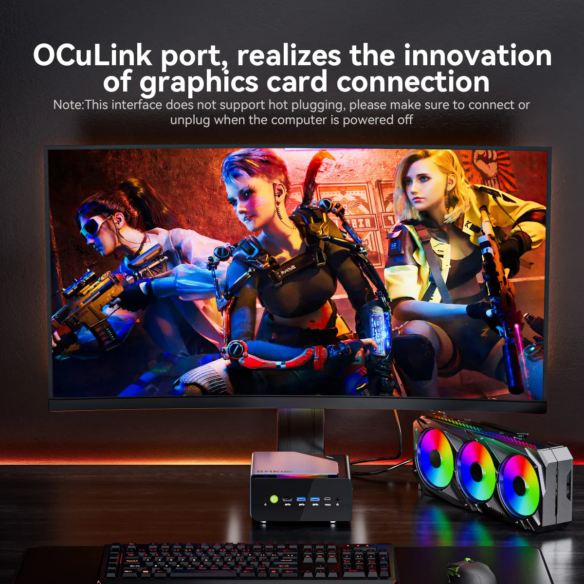 GMKtec K12 Mini PC AMD Ryzen7 H 255 (Upgraded 8745HS) Oculink Support DDR5 NO RAM NO ROM NO OS Desktop Computer Gaming PC WIFI6E