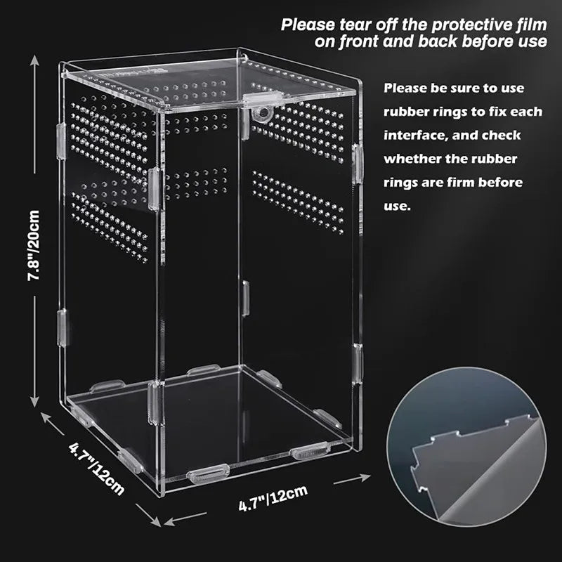 Acrylic Transparent Reptile Terrarium Habitat Breeding Box Reptiles Cage Nano Arboreal Tarantula Enclosure Dearded Dragon Supply