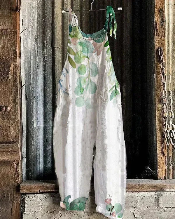 Women Jumpsuits Overalls Sleeveless Slash Neck Print Floral Wide Leg Pants High Street Autumn 2026 Casual Loose Backless