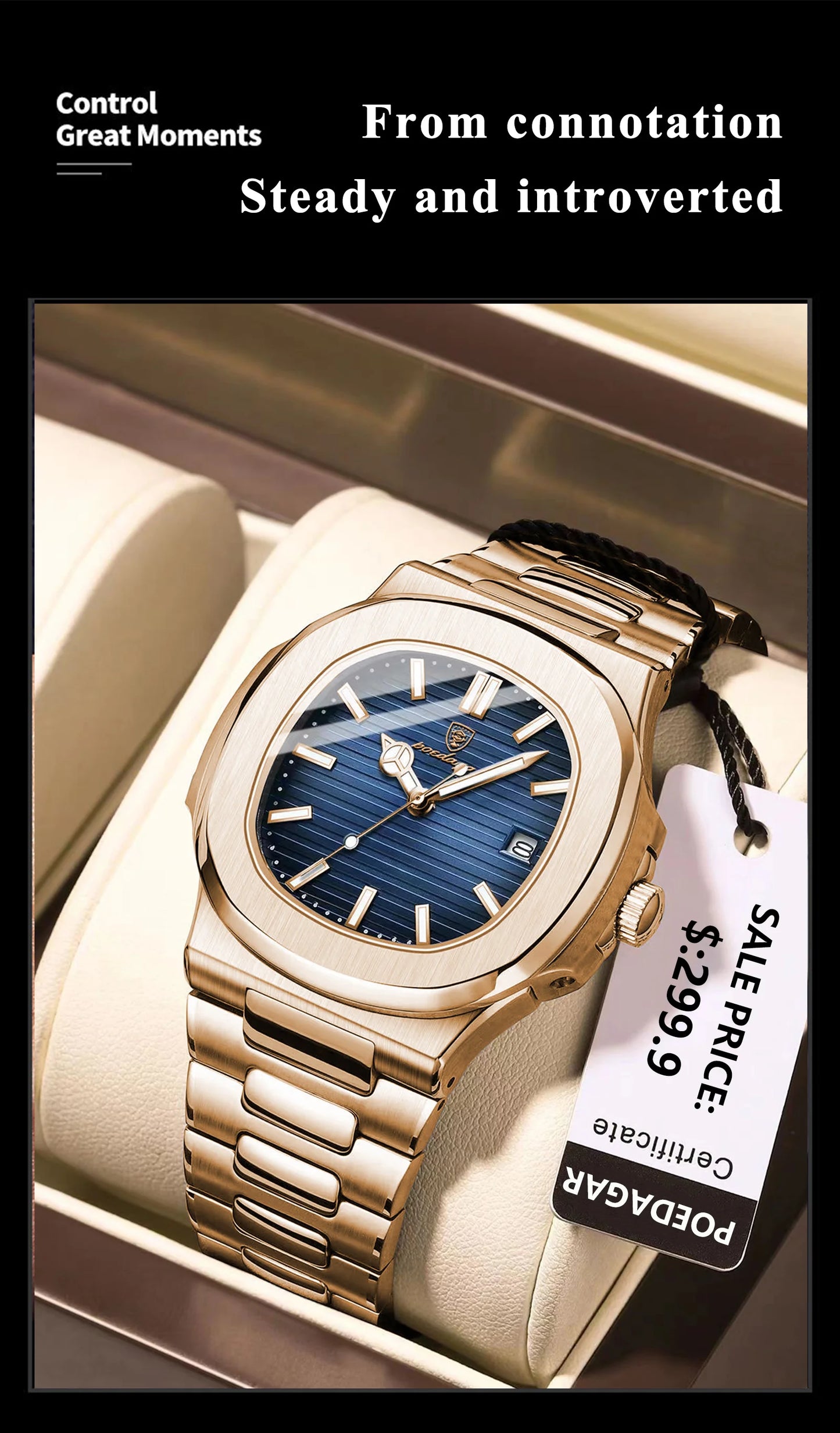 POEDAGAR Fashion Business Man Watch Waterproof Luminous Date Stainless Steel Men Quartz Watch Luxury Square Men's Watches Reloj