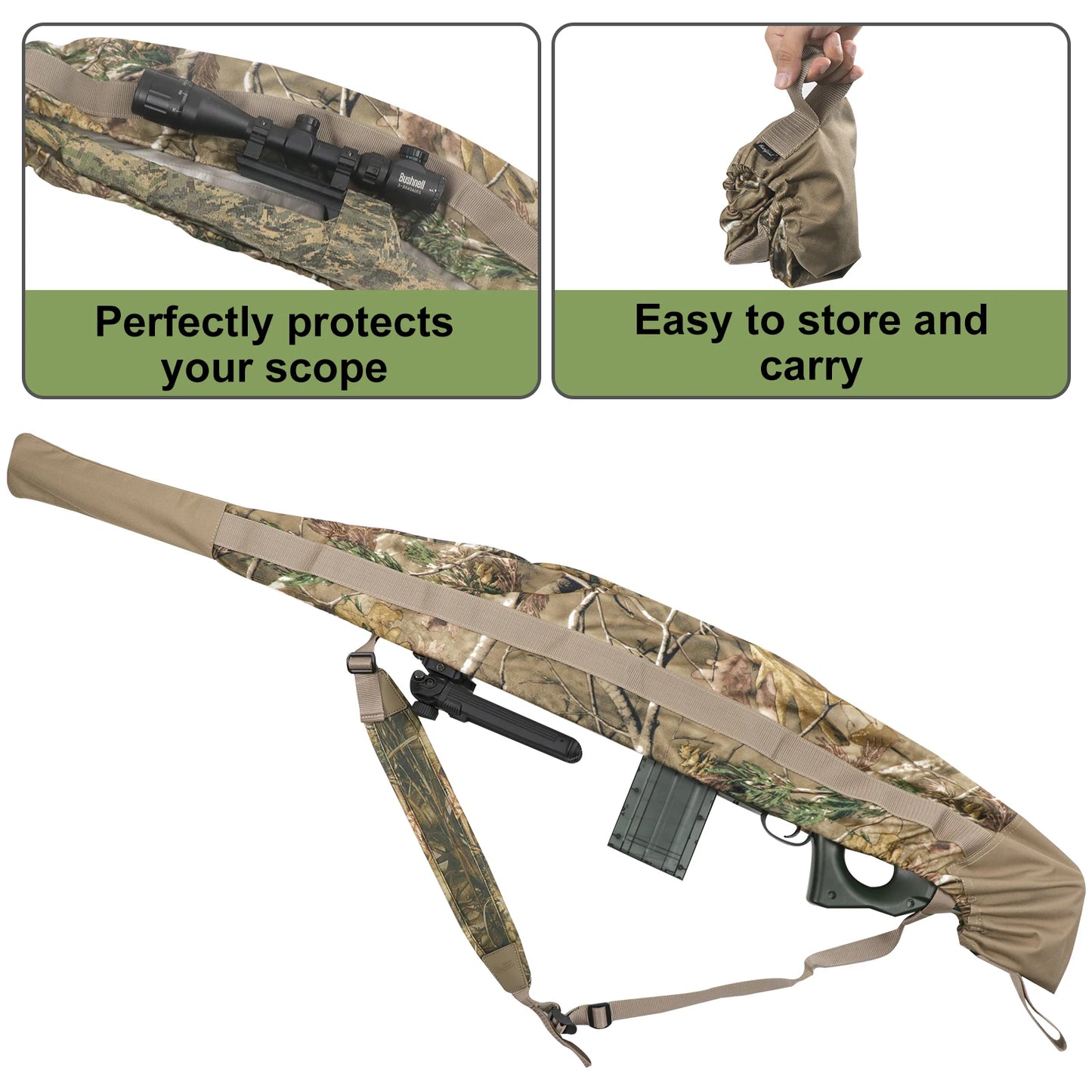 Soft Rifle Cover Elastic Gun Slicker Camouflage Water-Resistant Soft Sniper Scoped Case Lightweight Shotgun Rifle Sock Sleeve