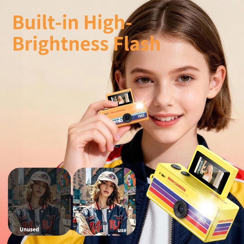 Ourlife Thumb Keychain Camera 0.96inch Flip Screen Retro CCD Mini Digital Camera 720P Very Small Camcorder Video Recorder
