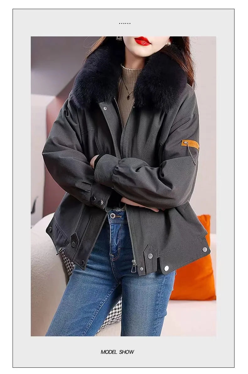 Upgraded 2023 Autumn/Winter omen's Pi vercomes Warm tras Coat Natural Fox Hair Fashion Wool Coat Temperament Slimming Inner Tank