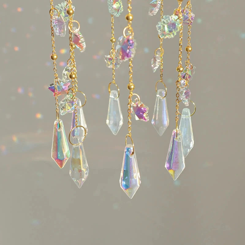 Crystal Suncatcher Stained Glass Crystal Lighting Pendant Chain Hanging Window Wind Chimes Rainbow Maker Home Garden Decoration