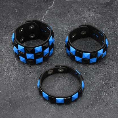 3Pcs/Set Fashion Contrasting Rivets Leather Wrist Friendship Big Wide Bracelet For Male Female Buckle Vintage Punk Jewelry