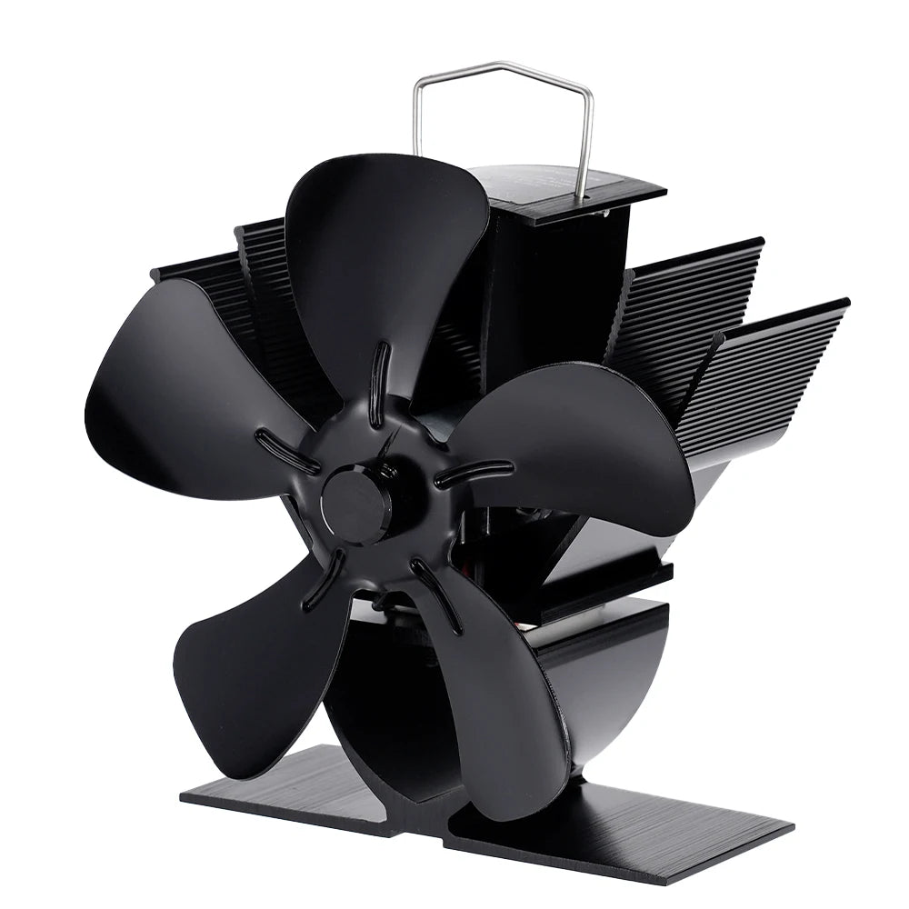 Mini Stove Fan Heat Powered Fireplace Fan Log Wood Burner Eco-fan Quiet 5 Blade Fireplace Fan Home Winter Warm Heat Distribution
