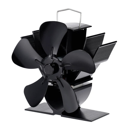 Mini Stove Fan Heat Powered Fireplace Fan Log Wood Burner Eco-fan Quiet 5 Blade Fireplace Fan Home Winter Warm Heat Distribution
