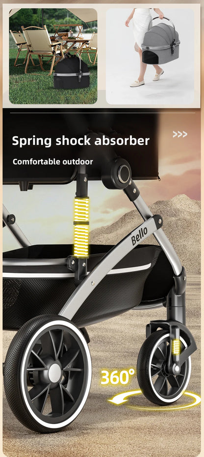 Plant Folding Travel Luxury Pet Stroller For Travel 4 Wheels Trolley Small Dogs & Cats