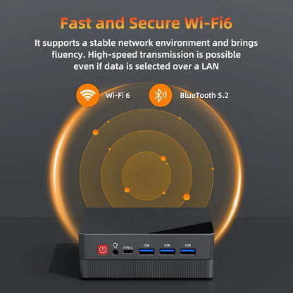 TexHoo Mini PC AMD R5 6600H  R7 7730U  R3 4300U Dual HDMI DP Wifi6 WDesktop Gaming Computer Dual network ports