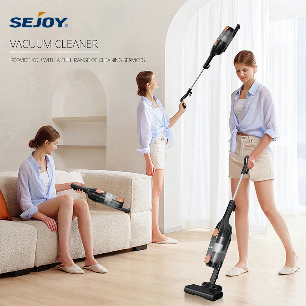 Sejoy 110/220v Corded Vacuum Cleaners 15Kpa Powerful Suction 600W Motor Stick Handheld Vacuum Cleaner for Home Pet Hair Carpet