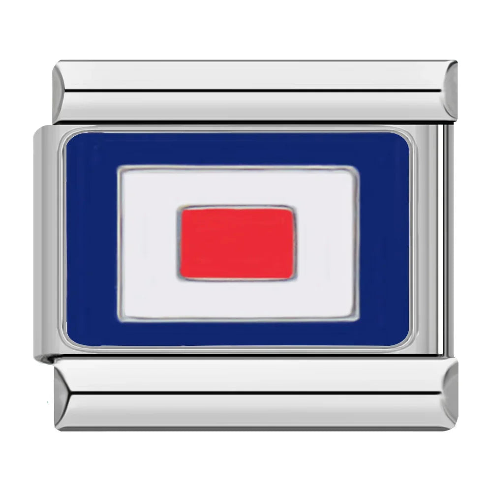 Hapiship Fashion Navy Ship International Maritime Signal Code Nautical Flag Charm Links Fit 9mm Stainless Steel Bracelet DJ391