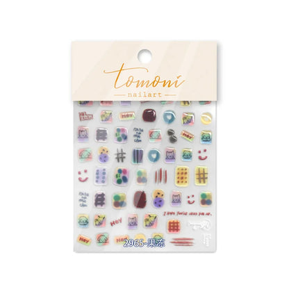 Line Flower Powder Blusher Love Heart High Quality Jelly Series Adhesive Nail Sticker Nail Art Decoration Decals Design T-2830