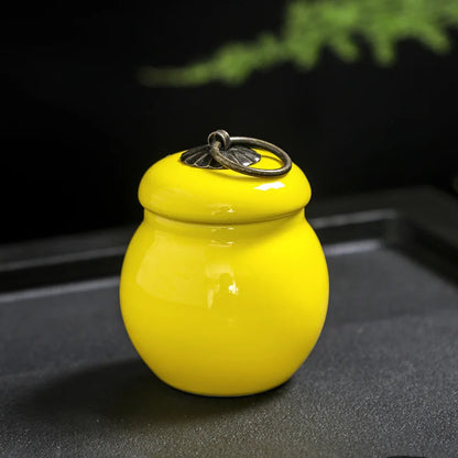 C18 Mini Ceramic Memorial Pet Urn Portable Airtight Container for Dog Cat Ashes Pet Hair Tiny Keepsake Storage Memorials Gifts