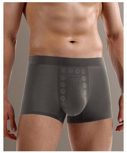 5 pcs Men's Boxer Briefs with Massage Beads Magnetic Therapy Mid Waist Breathable Quick Dry Men's Underwear for Sports Fitness