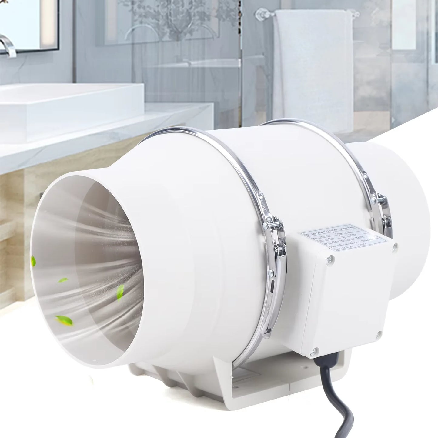 220V Silent Duct Exhaust Fan 2600RPM for Kitchen Bathroom Toilet Ventilation Pipe Extractor HF100 HF150 HF200 Models