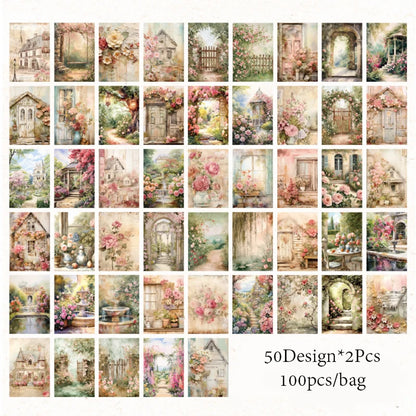 Mr. Paper 4 styles 100pcs/pack garden whisper series material book DIY handbook bottoming paper decoration