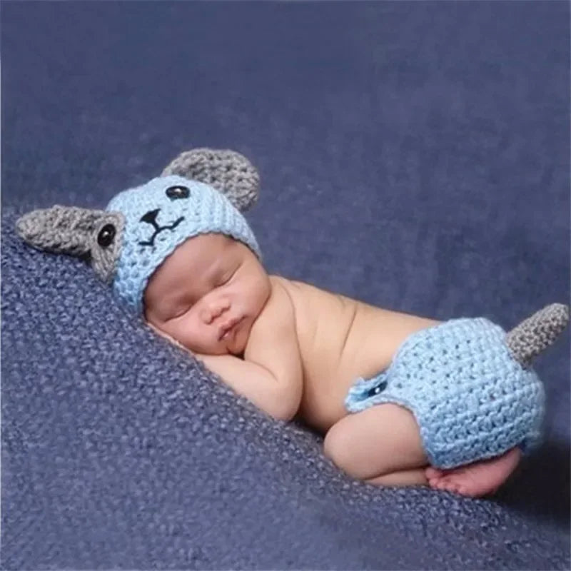 Newborn Photography Props New Born Baby Crochet Knit Costume Accessories Infant Photo Shoot Clothes Newborn Shooting